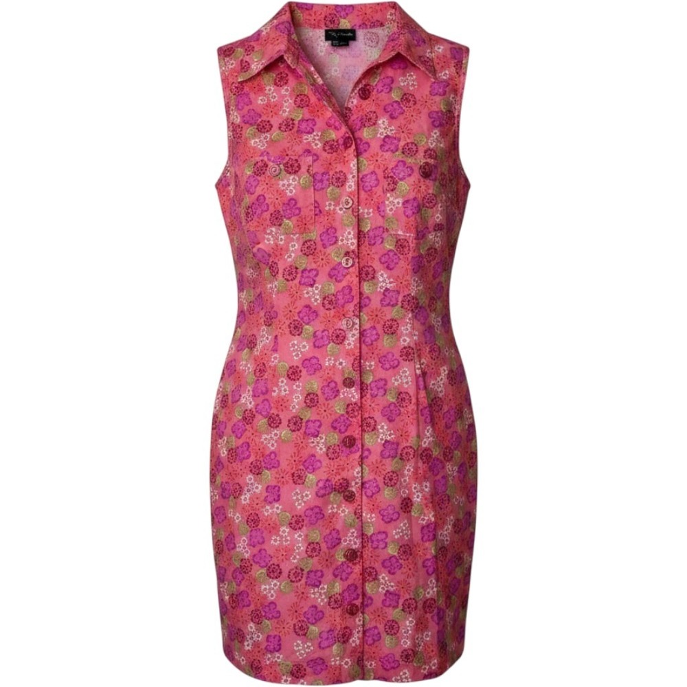 Vintage 90s 100% Cotton pink all over floral button front shirt dress SMALL